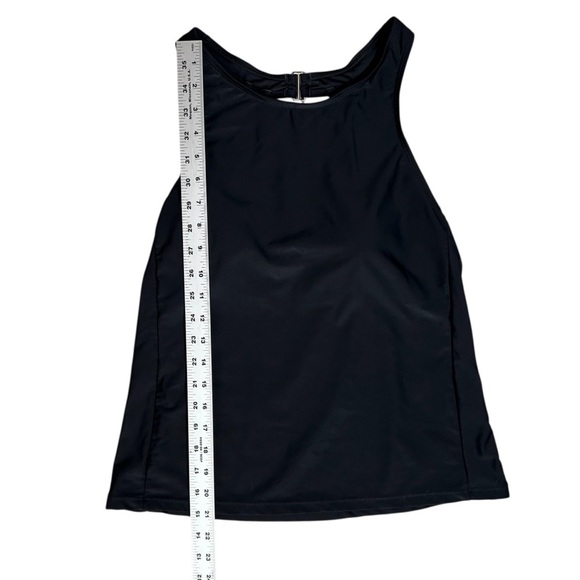 TROPICAL ESCAPE Black Tankini Swim Top sz 10 Racerback Removable Cup Pads - Picture 4 of 7